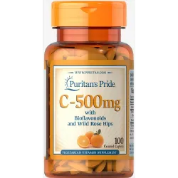 Вітамін С з біофлавоноїдами, Vitamin C, Puritan's Pride, шипшина, 500 мг, 100 капсул