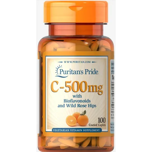 Вітамін С з біофлавоноїдами, Vitamin C, Puritan's Pride, шипшина, 500 мг, 100 капсул