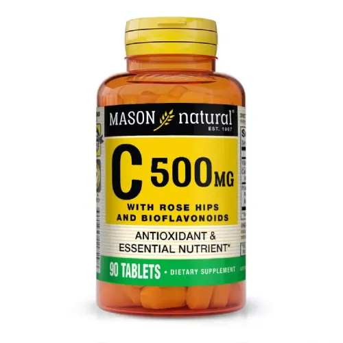 Витамин C 500 мг с шиповником и биофлавоноидов, Vitamin C With Rose Hips and Bioflavonoids, Mason Natural, 90 таблеток