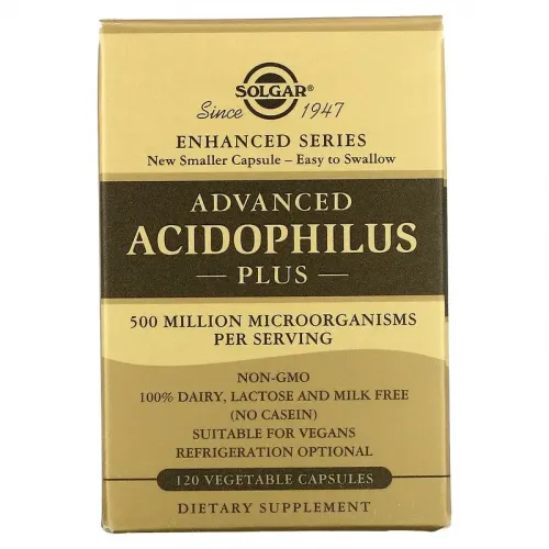 Solgar, Advanced Acidophilus Plus, 120 рослинних капсул 