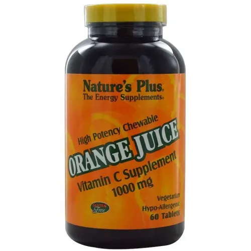 Nature's Plus, Витамин С, Orange Juice Vitamin C, 1000 мг, 60 жевательных таблеток