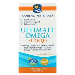 Nordic Naturals, Ultimate Omega + CoQ10, 1000 мг, 60 м'яких желатинових капсул 