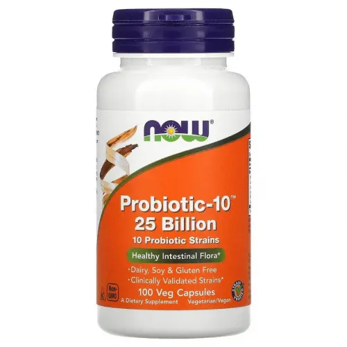 Now Foods, Probiotic-10, 25 млрд, 100 вегетаріанських капсул 