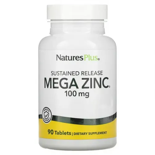 Nature's Plus, Mega Zinc, тривале вивільнення, 100 мг, 90 таблеток 