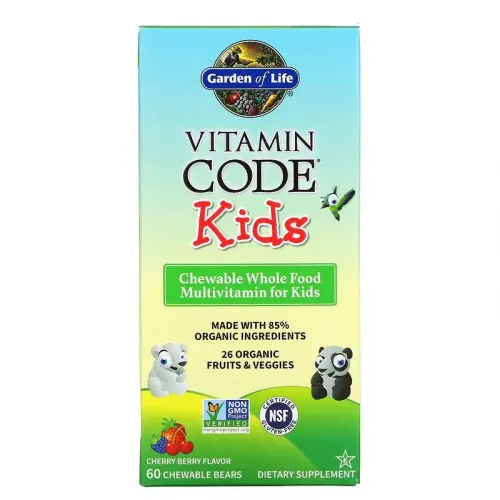 Garden of Life, Vitamin Code, цільнохарчові мультивітаміни для дітей, вишня, 60 жувальних ведмедиків