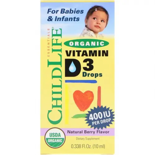 Вітамін Д3 для дітей, Vitamin D3 Drops, ChildLife, органік, ягоди, 400 МО, 10 мл