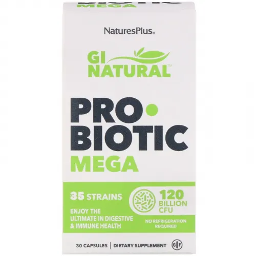 Nature's Plus, GI Natural, Probiotic Mega, пробиотики, 120 млрд КУО, 30 капсул