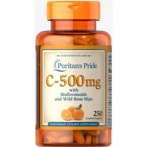 Вітамін С з біофлавоноїдами, Vitamin C, Puritan's Pride, шипшина, 500 мг, 250 капсул