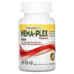 Nature's Plus, Hema-Plex, харчова добавка із залізом, 60 вегетаріанських капсул швидкої дії 