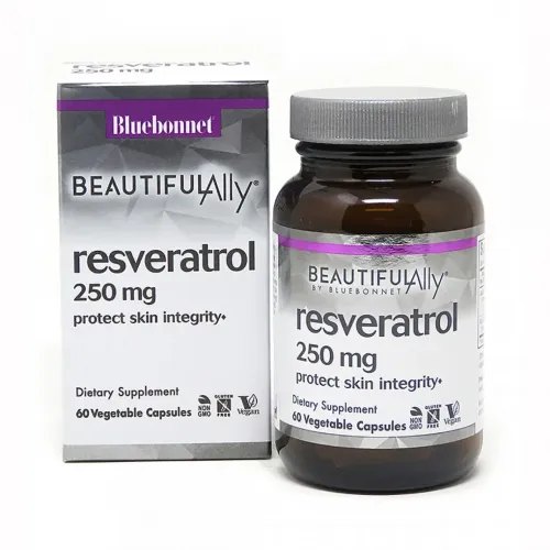 Ресвератрол 250 мг, Beautiful Ally, Bluebonnet Nutrition, Resveratrol 250 Мg, 60 растительных капсул