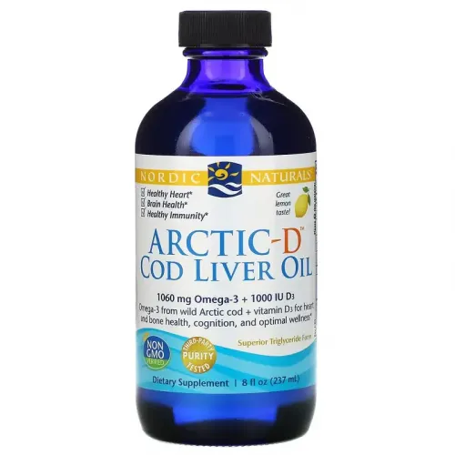 Nordic Naturals, Arctic-D, жир печінки тріски з лимоном, 237 мл 