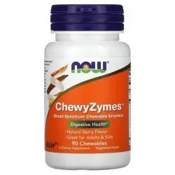 Now Foods, ChewyZymes, натуральний ягідний смак, 90 жувальних таблеток