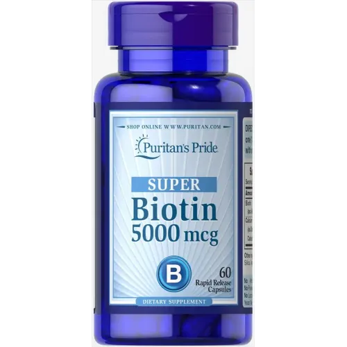 Біотин, Biotin, Puritan's Pride, 5000 мкг, 60 капсул