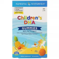 Nordic Naturals, Children's DHA, жувальні таблетки з ДГК, зі смаком тропічних фруктів, 600 мг, 30 жувальних таблеток