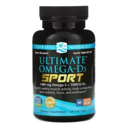 Nordic Naturals, Ultimate Omega-D3 Sport, 1000 мг, 60 м'яких желатинових капсул 