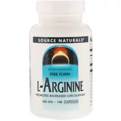 Аргінін, L-Arginine, Source Naturals, вільна форма, 500 мг, 100 капсул 