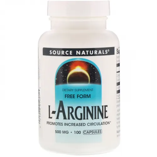 Аргінін, L-Arginine, Source Naturals, вільна форма, 500 мг, 100 капсул 