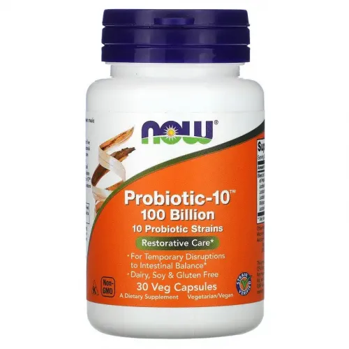 Now Foods, Probiotic-10, відновлення, 100 млрд., 30 вегетаріанських капсул