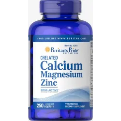 Кальцій Магній Цинк хелат, Chelated Calcium Magnesium Zinс, Puritan's Pride, 250 капсул 