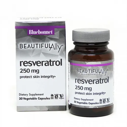 Ресвератрол 250 мг, Beautiful Ally, Bluebonnet Nutrition, Resveratrol 250 Мg, 30 рослинних капсул 