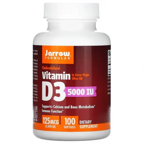 Jarrow Formulas, вітамін D3, холекальциферол, 125 мкг (5000 МО), 100 капсул