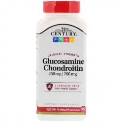 21st Century, Глюкозамін/хондроїтин, звичайна сила, 250 мг/200 мг, 120 капсул, що легко проковтуються 