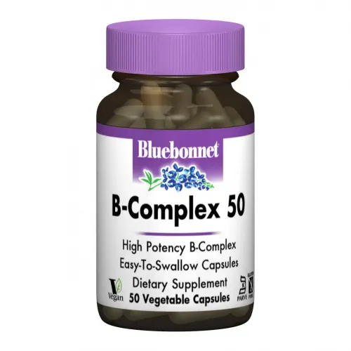 Bluebonnet Nutrition, B-Complex 50, витамины группы B, 50 вегетарианских капсул