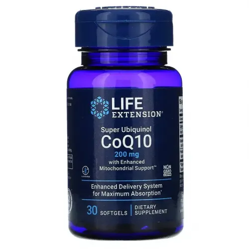 Life Extension, Super Ubiquinol CoQ10 с улучшенной поддержкой митохондрий, 200 мг, 30 гелевых капсул