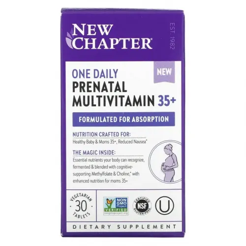 New Chapter, One Daily Prenatal Multivitamin 35+, Щоденні мультивітаміни для вагітних, 30 вегетаріанських таблеток