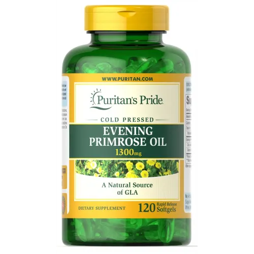 Масло вечірньої примули з ГЛК, Evening Primrose Oil, Puritan's Pride, 1300 мг, 120 гелевих капсул 