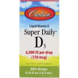 Carlson Labs, Super Daily D3, 150 мкг (6000 МО), 10,3 мл