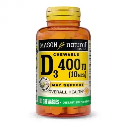 Вітамін D 400 ME, смак ванілі, Vitamin D, Mason Natural, 100 жувальних таблеток 