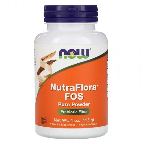 Now Foods, NutraFlora, ФОС (фруктоолігосахарид), чистий порошок, 113 г