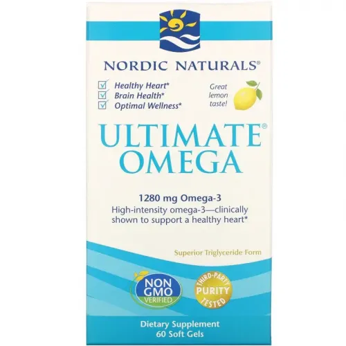 Nordic Naturals, Ultimate Omega, зі смаком лимона, 1280 мг, 60 капсул 