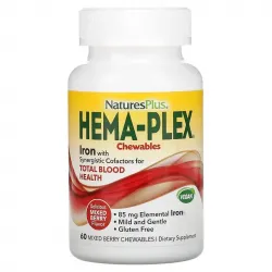 Nature's Plus, Hema-Plex, комплекс із залізом, ягідне асорті, 60 жувальних пастилок 