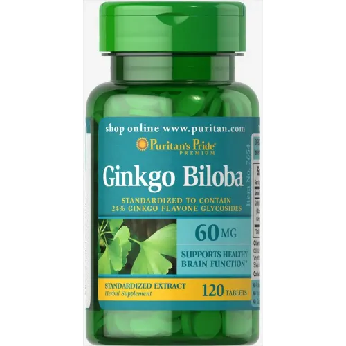 Гінкго білоба екстракт, Ginkgo Biloba Standardized Extract, Puritan's Pride, 60 мг, 120 таблеток 