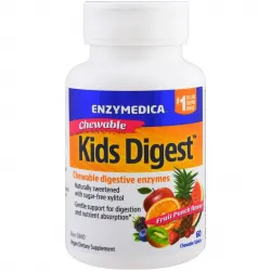 Enzymedica, Kids Digest, жувальні травні ферменти, фруктовий пунш, 60 жувальних пігулок 