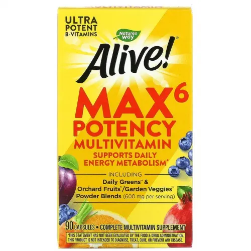 Nature's Way, Alive! Max6 Potency, мультивітаміни, 90 капсул