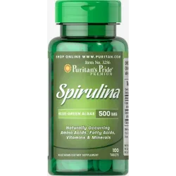 Спирулина, Spirulina, Puritan's Pride, 500 мг, 100 таблеток