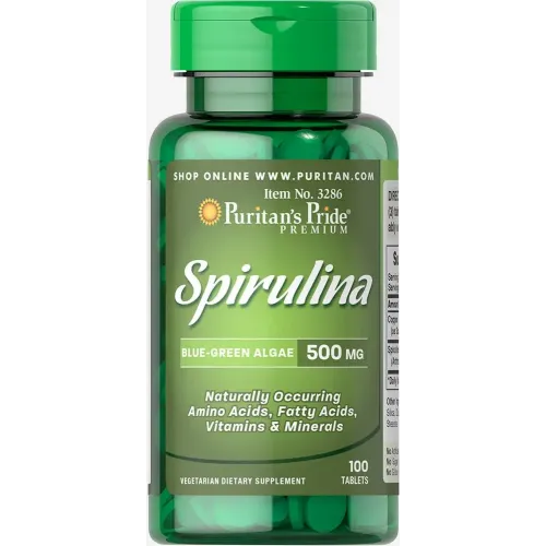 Спіруліна, Spirulina, Puritan's Pride, 500 мг, 100 таблеток