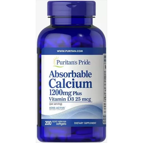 Кальций и витамин Д3, Absorbable Calcium with Vitamin D3, Puritan's Pride, 1200 мг/1000 МО, 200 гелевых капсул