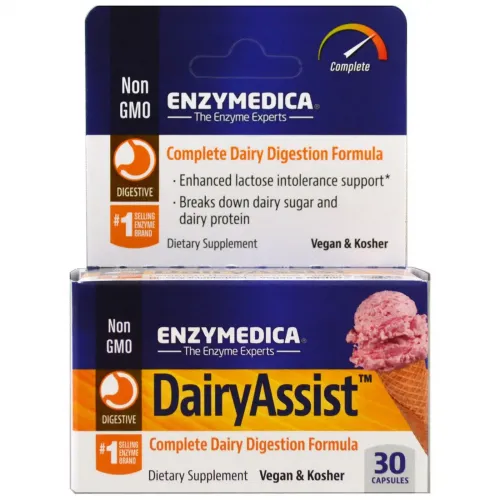 Enzymedica, DairyAssist, Ферменти для травлення лактози, 30 капсул 