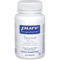 Таурин, Taurine, Pure Encapsulations, 500 мг, 60 капсул 