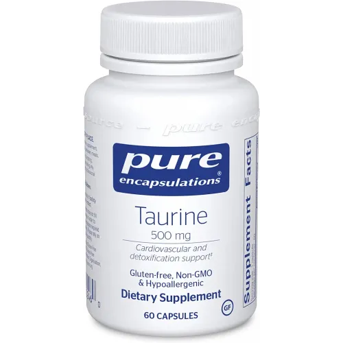 Таурин, Taurine, Pure Encapsulations, 500 мг, 60 капсул 