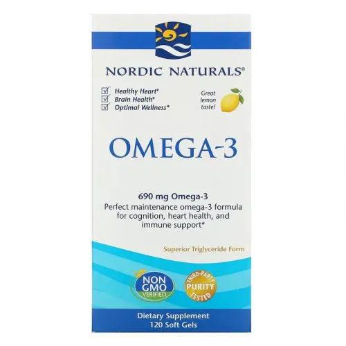 Nordic Naturals, Омега-3, лимон, 690 мг, 120 капсул