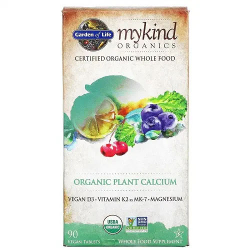 Garden of Life, KIND Organics, органічний рослинний кальцій, 90 веганських пігулок 