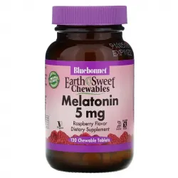 Bluebonnet Nutrition, EarthSweet, мелатонін, натуральний малиновий смак, 5 мг, 120 жувальних пігулок 