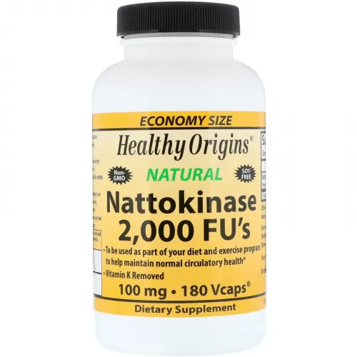 Наттокіназа, Nattokinase 2,000 FU's, Healthy Origins, 180 капсул 