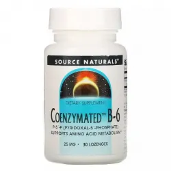 Source Naturals, Коэнзим витамина B6, Coenzymated ^ Vitamin B-6, 25 мг, 30 таблеток для рассасывания