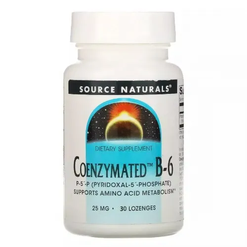 Source Naturals, Коэнзим витамина B6, Coenzymated ^ Vitamin B-6, 25 мг, 30 таблеток для рассасывания